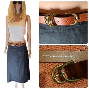 Genuine Leather 4 Loop Belt, Medium EUC Classic. Versatile.